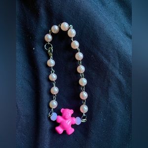 Miley Cyrus Inspired Pink Bear Clip-on Bracelet Handmade